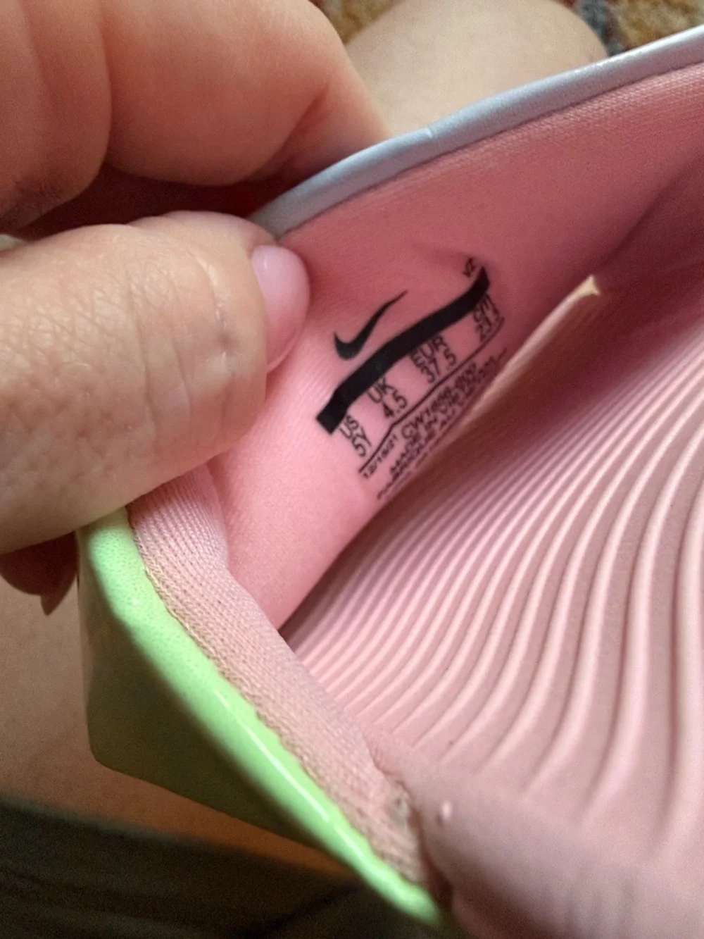 Nike 5Y Well-loved Pastel Pink and Iridescent Slide Sandals